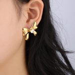 1-Pair-Cute-Bow-Knot-Plating-Inlay-304-Stainless-Steel-Zircon-18K-Gold-Plated-Ear-Studs