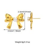 1-Pair-Cute-Bow-Knot-Plating-Inlay-304-Stainless-Steel-Zircon-18K-Gold-Plated-Ear-Studs-display-picture-1