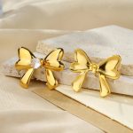 1-Pair-Cute-Bow-Knot-Plating-Inlay-304-Stainless-Steel-Zircon-18K-Gold-Plated-Ear-Studs-display-picture-2