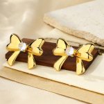 1-Pair-Cute-Bow-Knot-Plating-Inlay-304-Stainless-Steel-Zircon-18K-Gold-Plated-Ear-Studs-display-picture-3