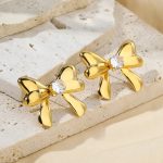 1-Pair-Cute-Bow-Knot-Plating-Inlay-304-Stainless-Steel-Zircon-18K-Gold-Plated-Ear-Studs-display-picture-4