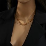Basic-Geometric-Titanium-Steel-Gold-Plated-Rhinestones-Necklace-1-Piece-display-picture-4