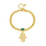 Retro-Palm-304-Stainless-Steel-18K-Gold-Plated-Glass-Bracelets-In-Bulk-display-picture-2