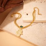 Retro-Palm-304-Stainless-Steel-18K-Gold-Plated-Glass-Bracelets-In-Bulk-display-picture-4