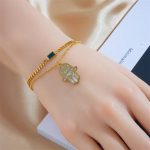 Retro-Palm-304-Stainless-Steel-18K-Gold-Plated-Glass-Bracelets-In-Bulk-display-picture-6