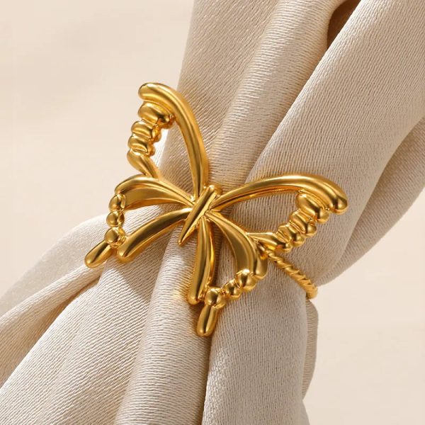 Wholesale-Jewelry-Sweet-Simple-Style-Butterfly-304-Stainless-Steel-Plating-Hollow-Out-Rings-display-picture-5