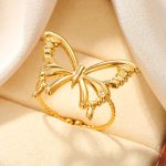 Wholesale-Jewelry-Sweet-Simple-Style-Butterfly-304-Stainless-Steel-Plating-Hollow-Out-Rings-display-picture-6